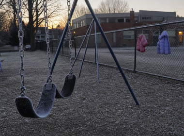 The Empty Schoolyard At Dusk